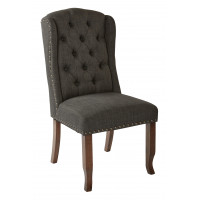 OSP Home Furnishings JSAW-L36 Jessica Tufted Wing Chair in Charcoal Fabric